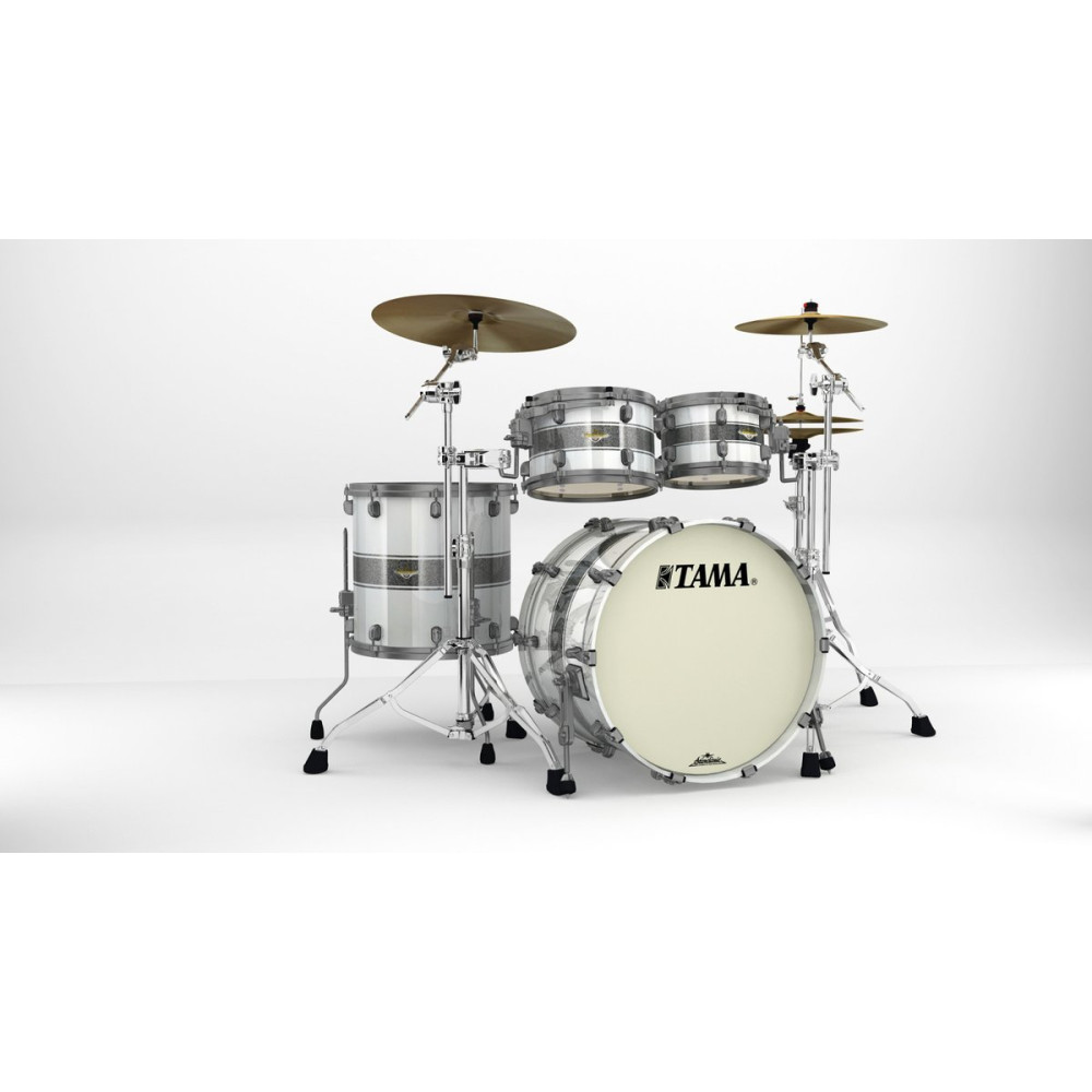 Tama MA42TZUS-SSR Starclassic Maple Shell Kit 4 pcs -  Silver Snow Racing Stripe / Smoked Black Nickel HW
