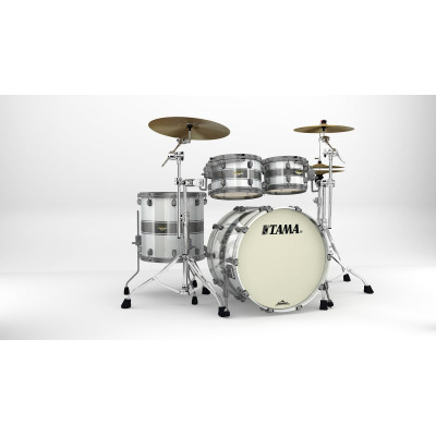 Tama MA42TZUS-SSR Starclassic Maple Shell Kit 4 pcs -  Silver Snow Racing Stripe / Smoked Black Nickel HW