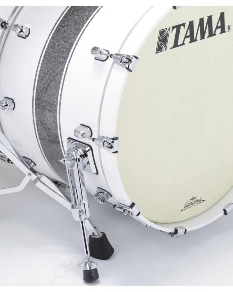 Tama MAB2218M-SSR Starclassic Maple Lacquer Bass Drum 22 - Silver Snow Racing Stripe