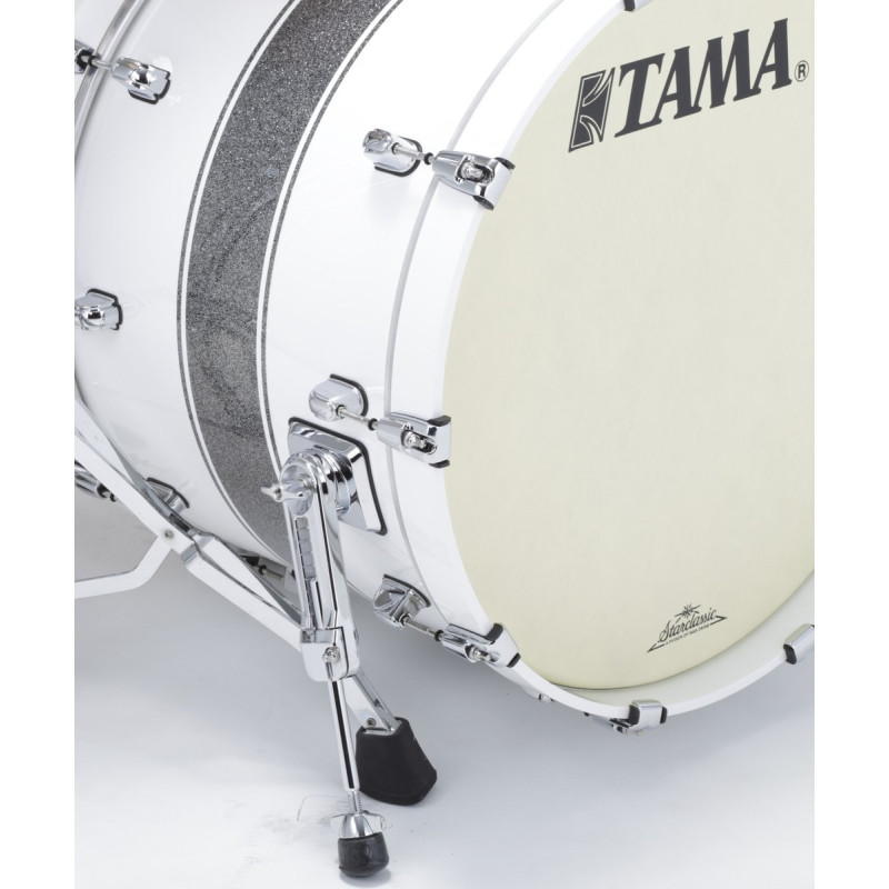Tama MAB2218Z-SSR Starclassic Maple Lacquer Bass Drum 22 - Silver Snow Racing Stripe