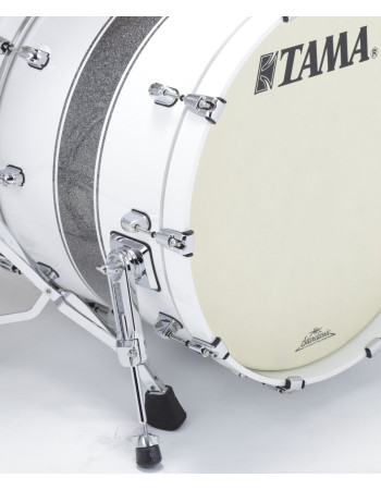 Tama MAB2416M-SSR Starclassic Maple Lacquer Bass Drum 24 - Silver Snow Racing Stripe