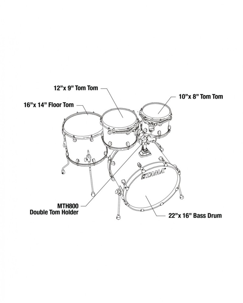 Tama MBS42S-PBK Starclassic Performer Shell Kit 4 pcs - Piano Black/Chrome HW