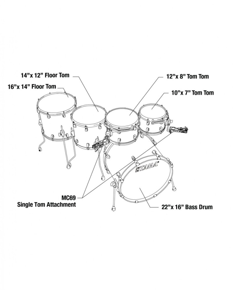 Tama MBS52RZS-PBK Starclassic Performer Shell Kit 5 pcs - Piano Black/Chrome HW
