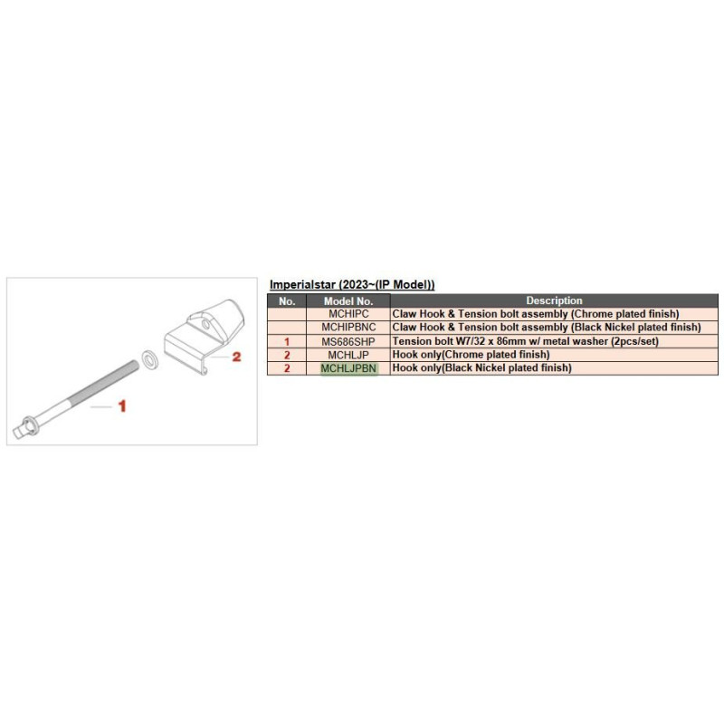 Tama MCHLJPBN Claw Hook Only for IP Imperialstar (2023~(IP Model)) - Black Nickel