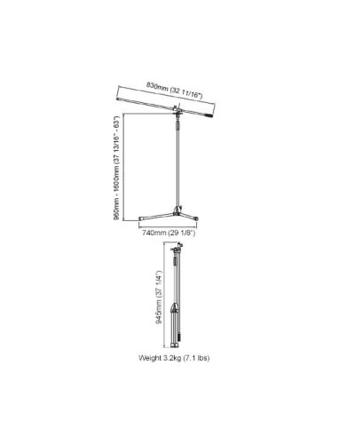 Tama MS205BK Standard Series Boom Microphone Stand - Black