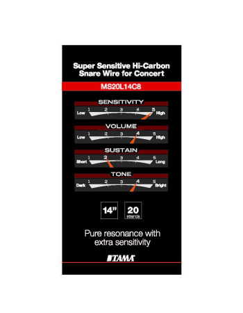 Tama MS20L14C8 Super Sensitive Hi-Carbon Snare Wire for Concert