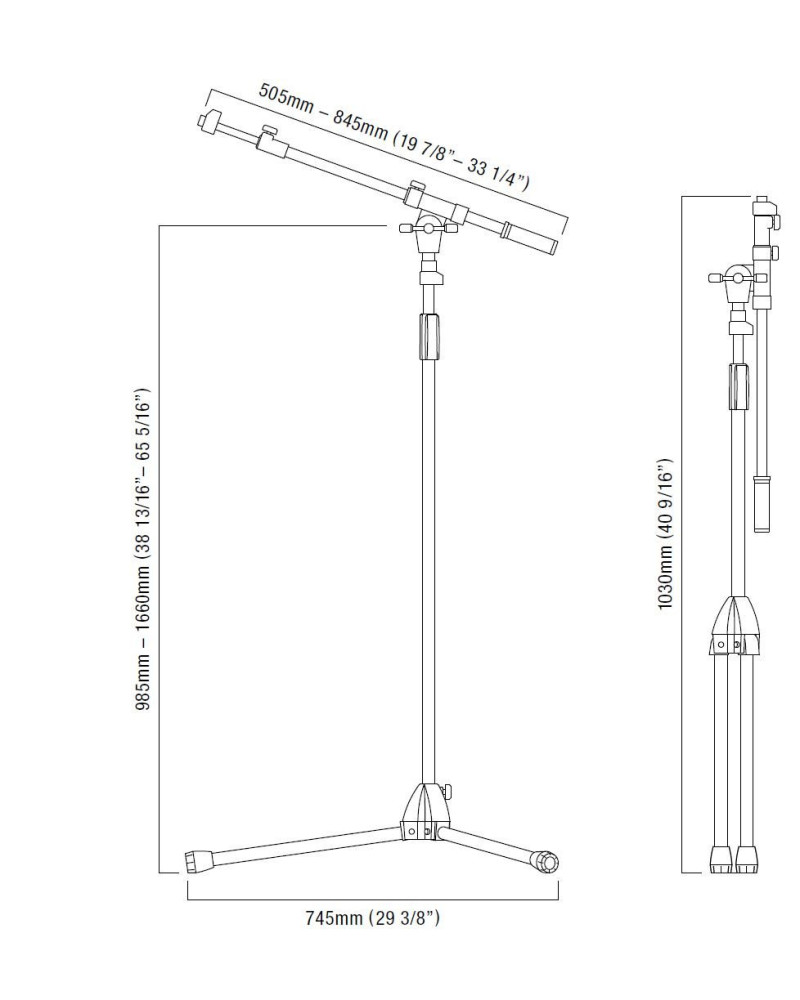 Tama MS436BK Iron Works Tour Series Telescoping Boom Stand