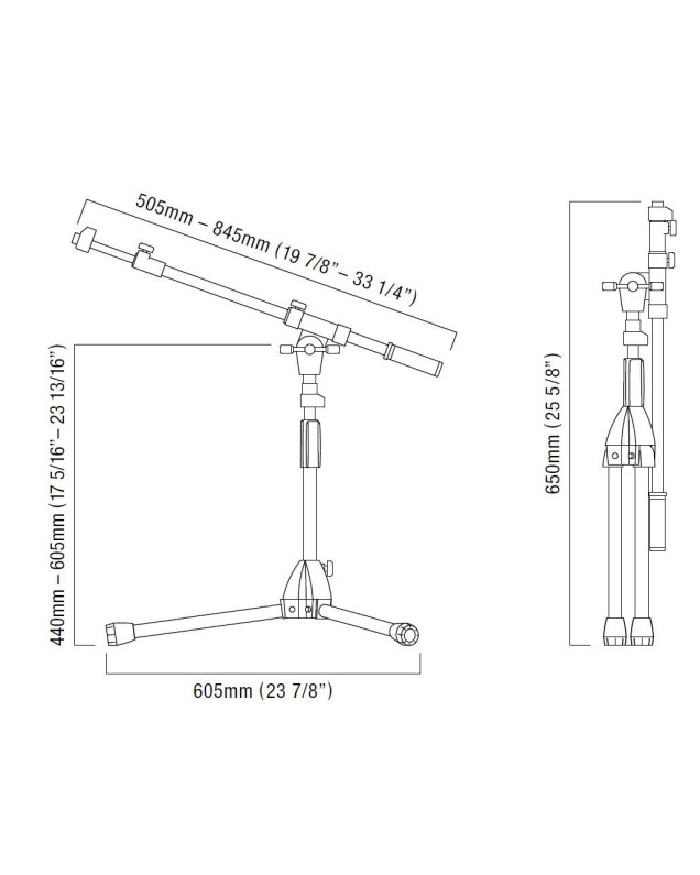 Tama MS436LBK Iron Works Tour Series Low Profile Telescoping Boom Microphone Stand