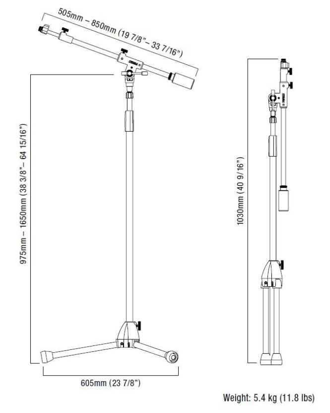 Tama MS736BK Iron Works Studio Series Telescoping Microphone Boom Stand