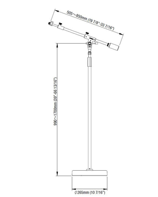 Tama MS736RBK Iron Works Studio Series Round Base Telescoping Boom Microphone Stand