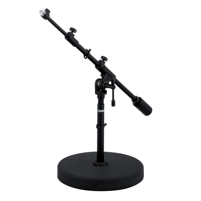 Tama MS736RELBK Iron Works Studio Series Extra Low Profile Telescoping Boom Microphone Stand - Round Base
