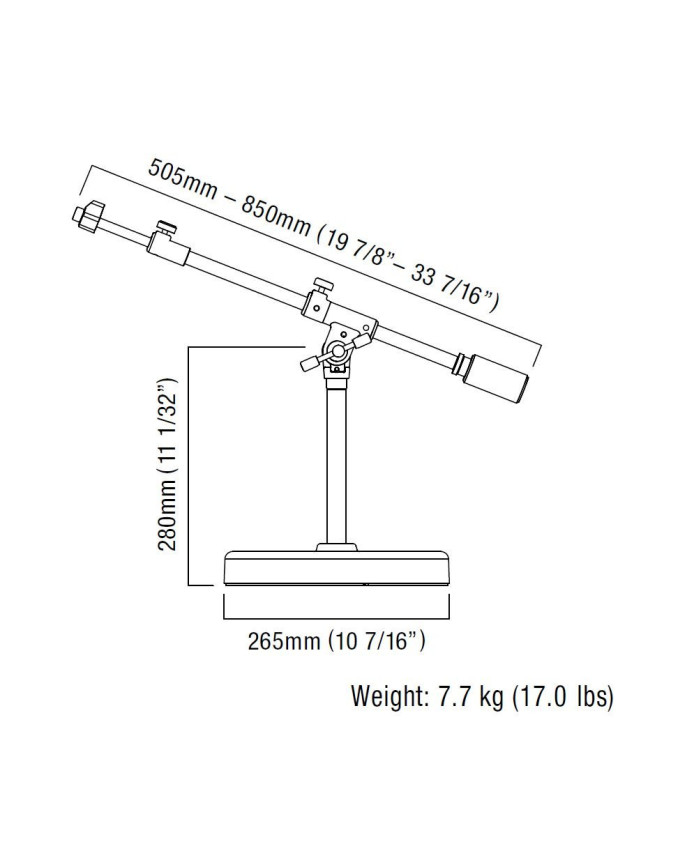 Tama MS736RELBK Iron Works Studio Series Extra Low Profile Telescoping Boom Microphone Stand - Round Base