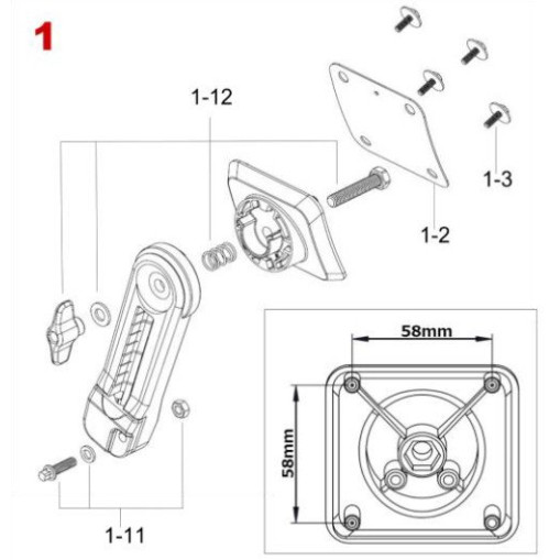 Tama MSB35RBN Mounting Bracket for Right Bass Drum Leg - Black Nickel