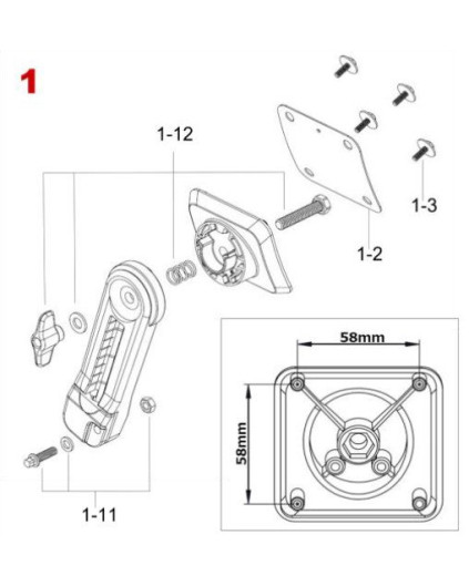 Tama MSB35RU Mounting Bracket for Right Bass Drum Leg - Smoked Black Nickel