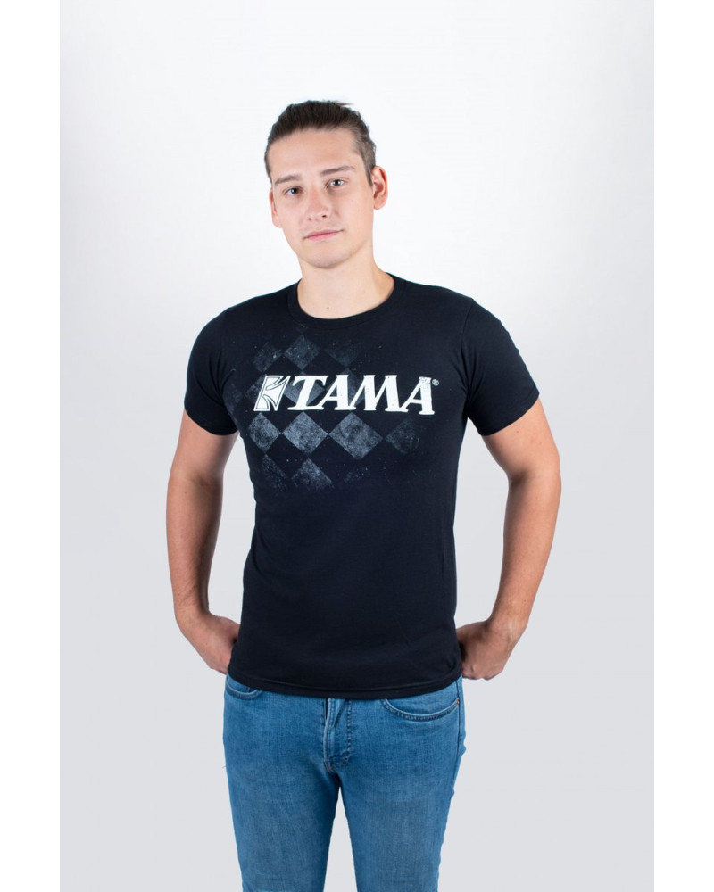Tama TT11CHEKBK-S t-shirt in black with Checkered Tee print