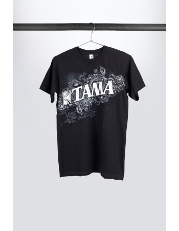 Tama TT11FLOBK-L t-shirt in black with Flourish Tee print