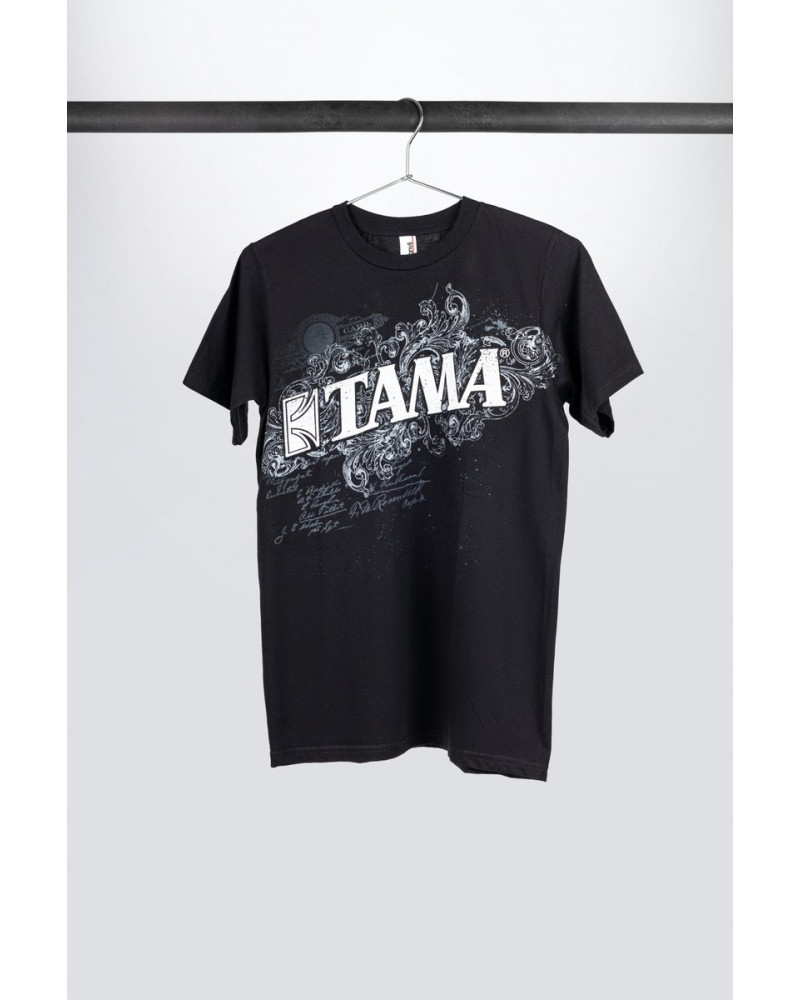 Tama TT11FLOBK-L t-shirt in black with Flourish Tee print
