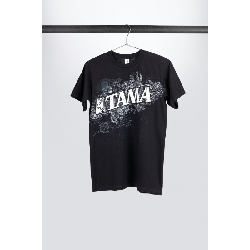 Tama TT11FLOBK-L t-shirt in black with Flourish Tee print