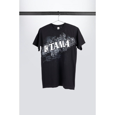 Tama TT11FLOBK-S t-shirt in black with Flourish Tee print
