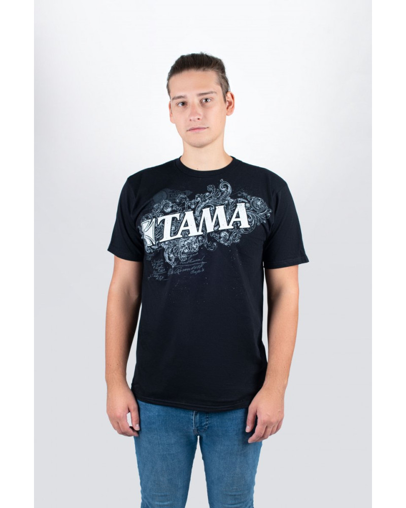 Tama TT11FLOBK-S t-shirt in black with Flourish Tee print