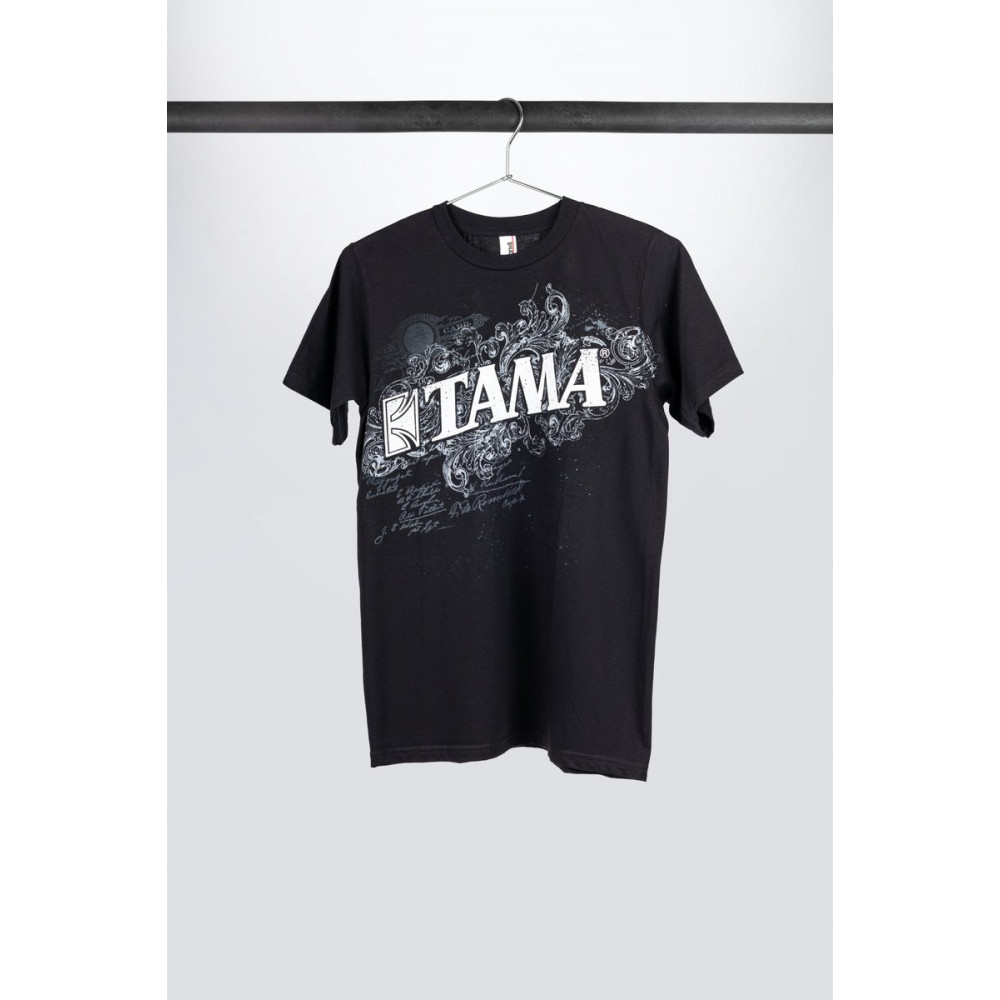 Tama TT11FLOBK-XL t-shirt in black with Flourish Tee print