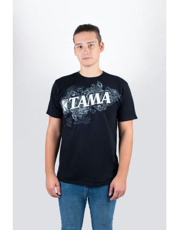 Tama TT11FLOBK-XL t-shirt in black with Flourish Tee print