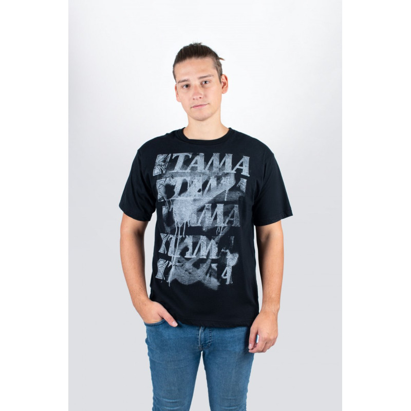 Tama TT12GR-L t-shirt in black with Spray Paint frontprint