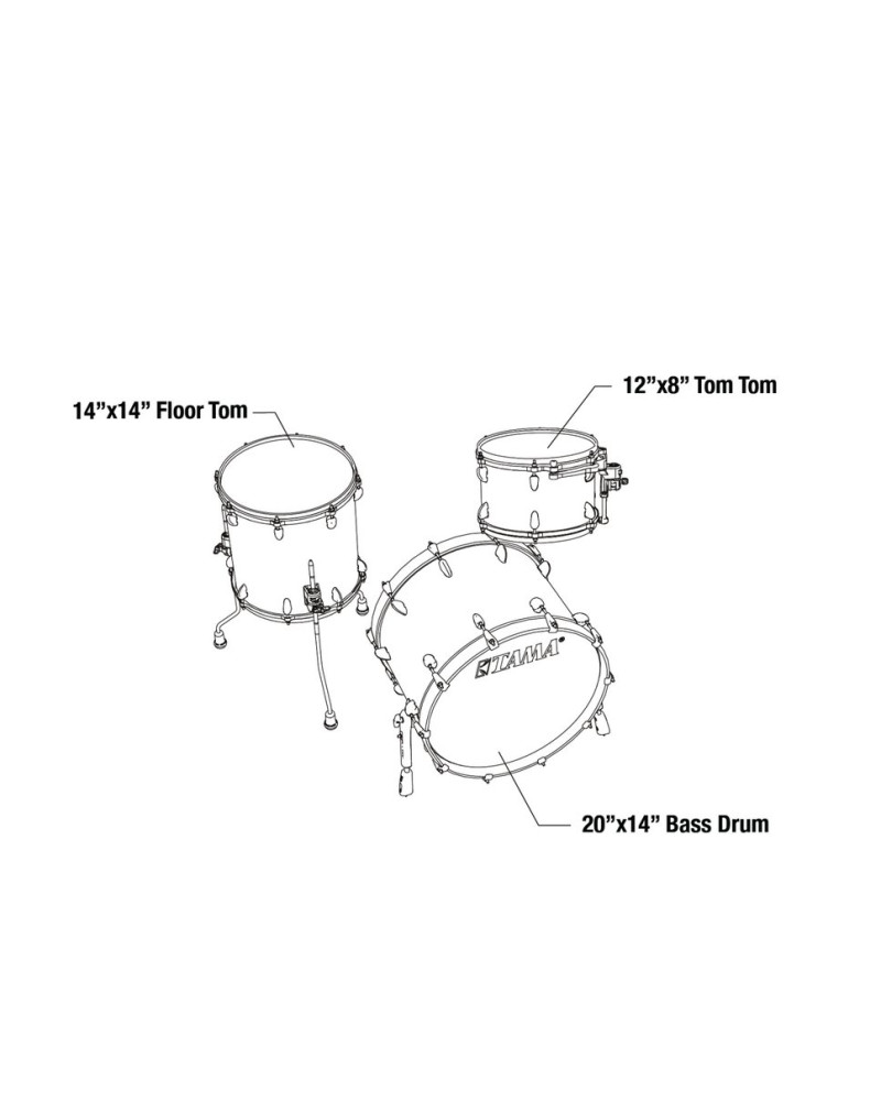 Tama TW30CZS-PBK STAR Walnut Shell Kit 3 pcs - Piano Black/Chrome HW