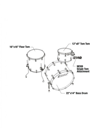 Tama WBR32RZS-CCO Starclassic Walnut/Birch Duracover Wrap Shell Kit 3 pcs - Charcoal Onyx/Chrome HW