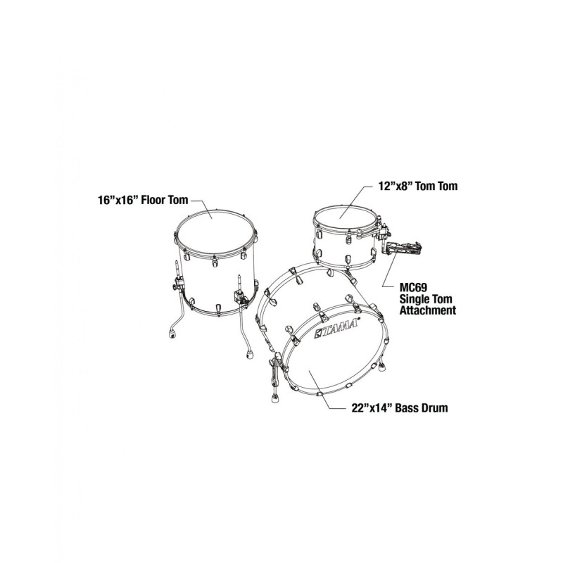 Tama WBS32RZS-LOR Starclassic Walnut/Birch Lacquer Shell Kit 3 pcs - Lacquer Ocean Blue Ripple/Chrome HW