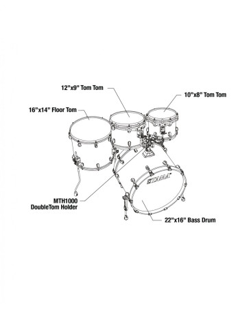 Tama WBS42S-LOR Starclassic Walnut/Birch Lacquer Shell Kit 4 pcs - Lacquer Ocean Blue Ripple/Chrome HW