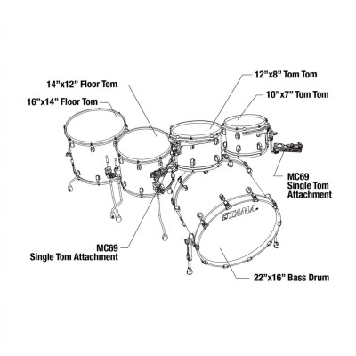 Tama WBS52RZS-PBK Starclassic Walnut/Birch Lacquer Shell Kit 5 pcs - Piano Black/Chrome HW