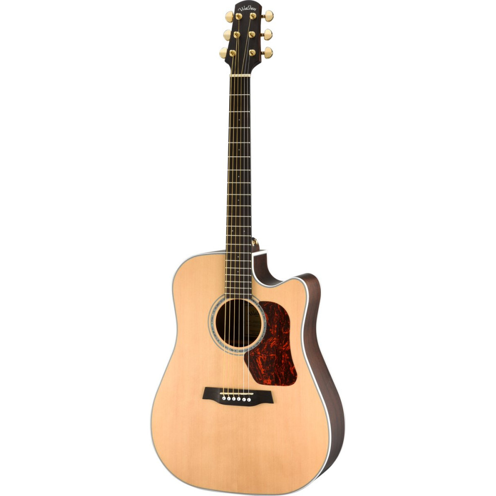 Walden WAD603CEW Steel String Guitar, Dreadnought Cutaway, solid Top, Satin, EQ, Gig Bag