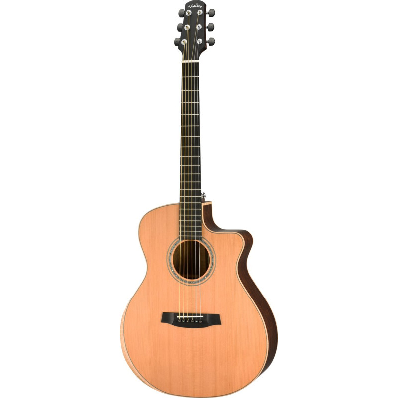 Walden WAG3033RCEH Steel-string Guitar, Grand Auditorium Cut, all-solid, satin, EQ , Case