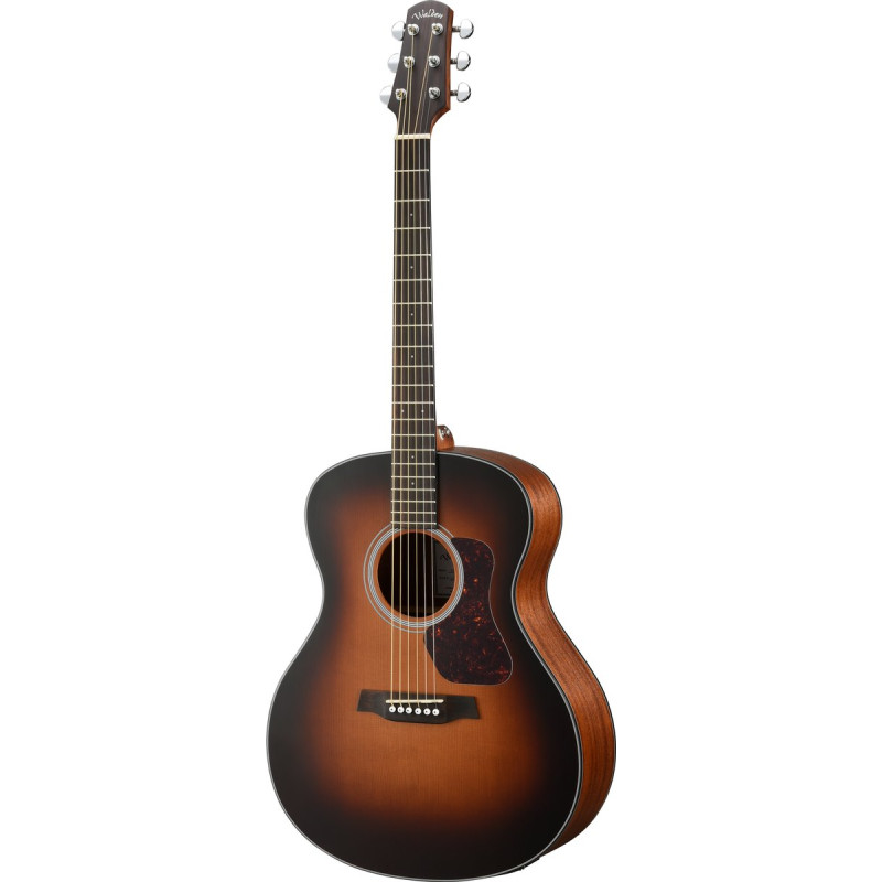 Walden WAG570ETBW Steel String Guitar, Gr. Auditorium, Solid Top, Tobacco Burst, EQ, Gigbag