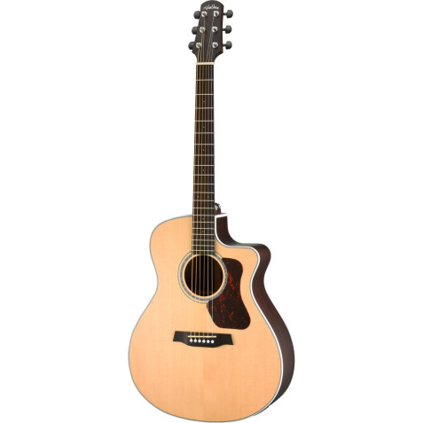 Walden WAG803CEW Steel String Guitar, Grand Auditorium cutaway, all-solid, satin , EQ, Bag