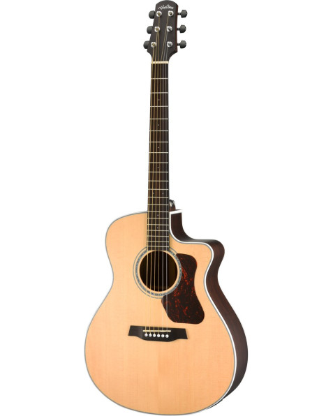Walden WAG803CEW Steel String Guitar, Grand Auditorium cutaway, all-solid, satin , EQ, Bag