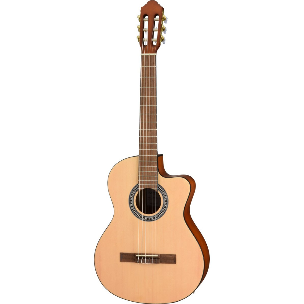 Walden WAN255CE Classical Guitar, Cutaway, Laminated, Hawthorne, EQ, satin fini sh
