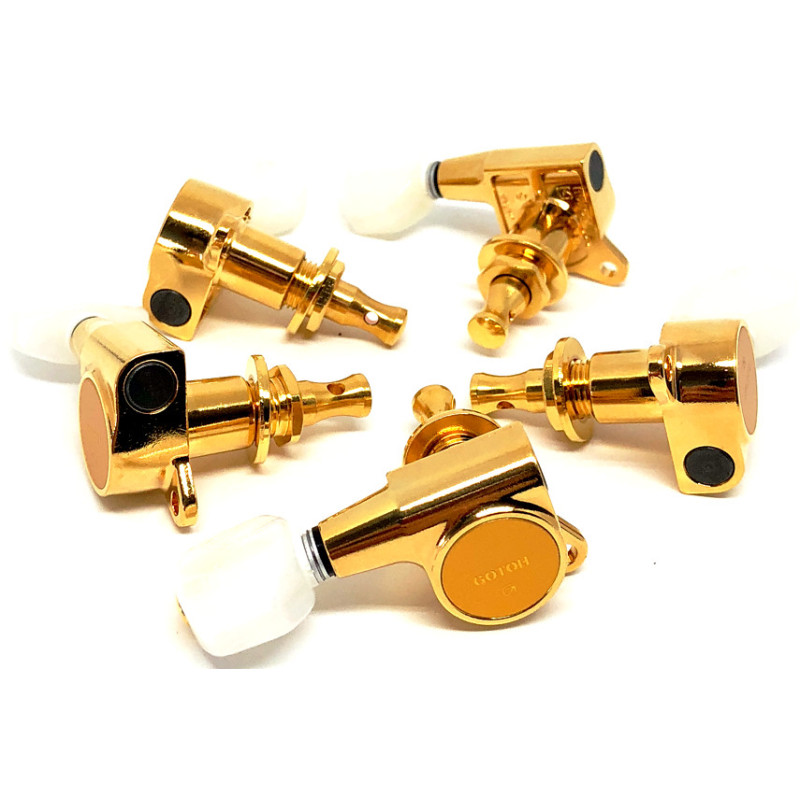 IBANEZ Machinehead Set 8 Pcs Gold w/ Pearl Knob, SG381, P7 Button,Standard Post,ForTAM100