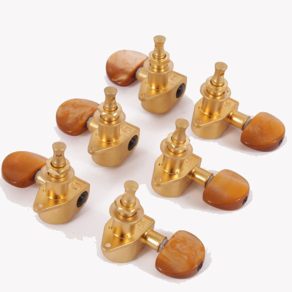 IBANEZ GROVER Machinehead Set 6 Pcs, Gold, w/ Brown Pearl Knob, For AWS1000ECE, EP7