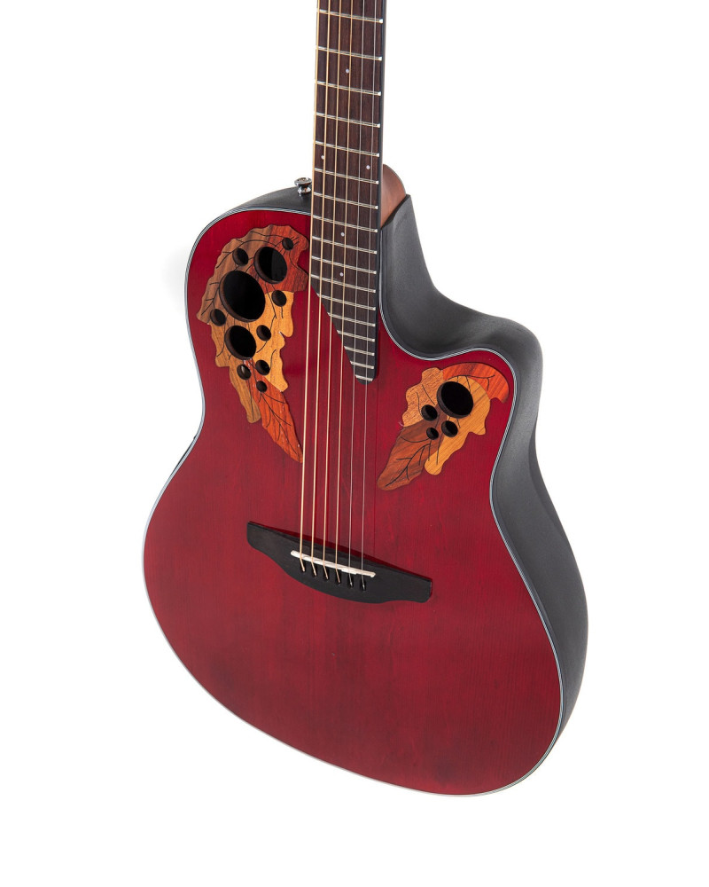 Ovation E – akustická kytara Celebrity Elite Mid Cutaway Ruby Red