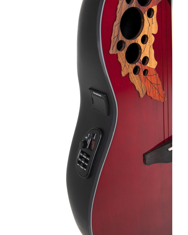 Ovation E – akustická kytara Celebrity Elite Mid Cutaway Ruby Red