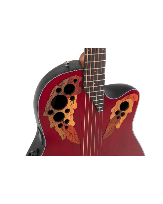 Ovation E – akustická kytara Celebrity Elite Mid Cutaway Ruby Red