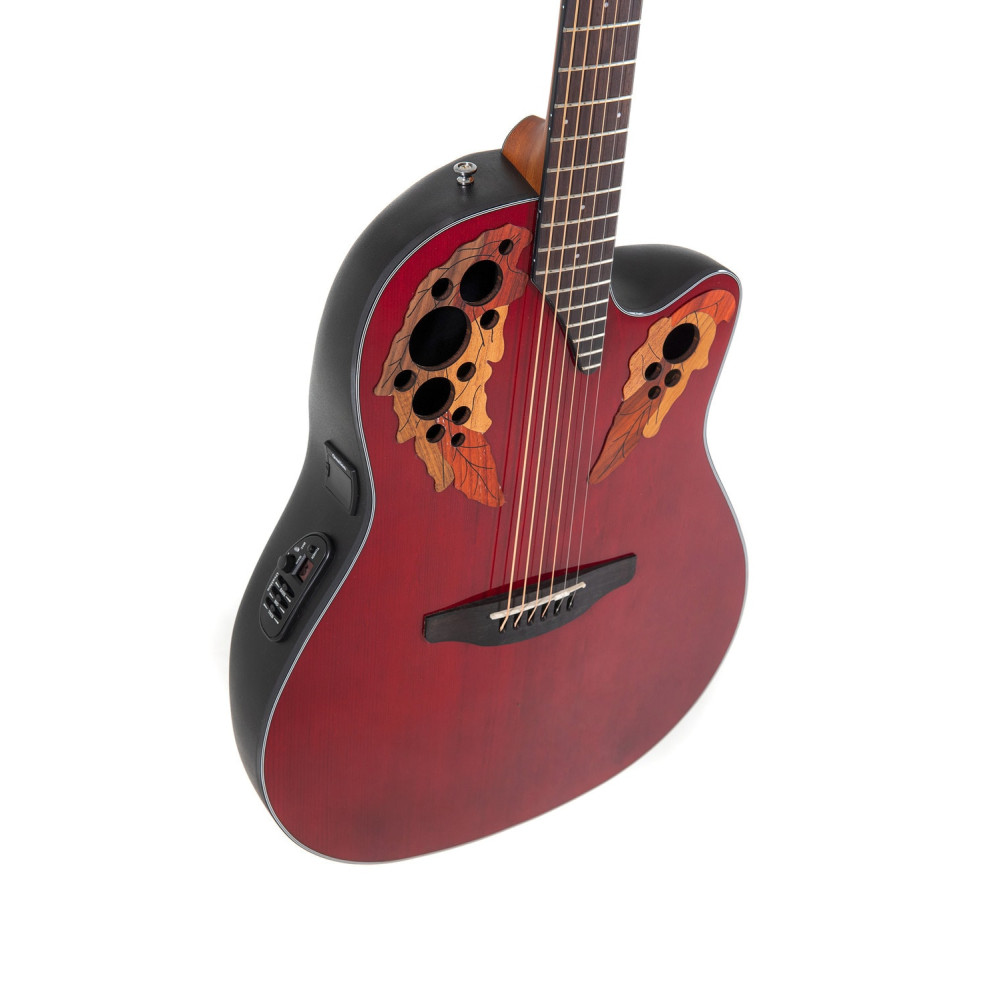 Ovation E – akustická kytara Celebrity Elite Mid Cutaway Ruby Red
