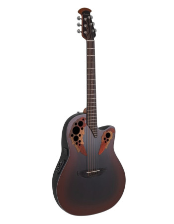 Ovation E – akustická kytara Celebrity Elite Mid Cutaway Reverse Red Burst