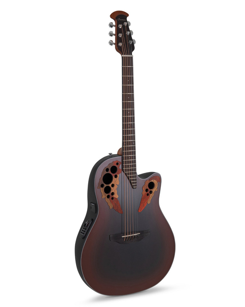Ovation E – akustická kytara Celebrity Elite Mid Cutaway Reverse Red Burst