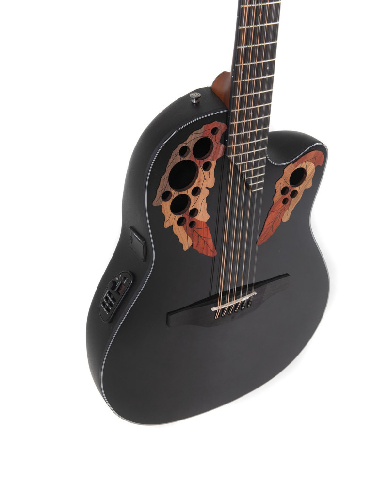 Ovation E – akustická kytara Celebrity Elite Mid Cutaway 12-strunná Černá