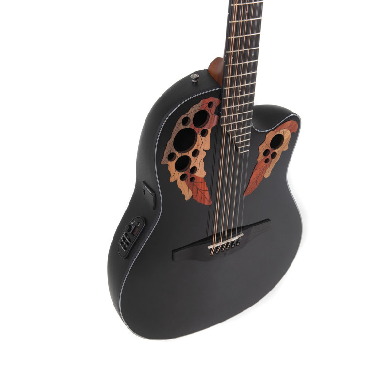 Ovation E – akustická kytara Celebrity Elite Mid Cutaway 12-strunná Černá
