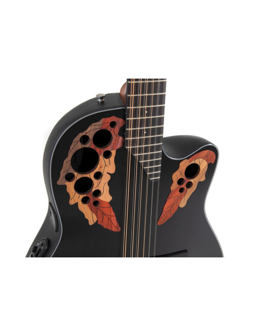 Ovation E – akustická kytara Celebrity Elite Mid Cutaway 12-strunná Černá