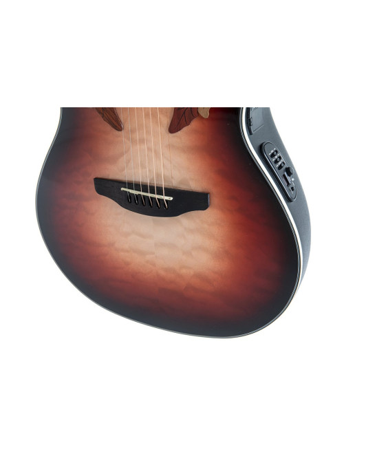 Ovation E – akustická kytara Celebrity Elite Plus Mid Cutaway Lefthand Ruby Burst